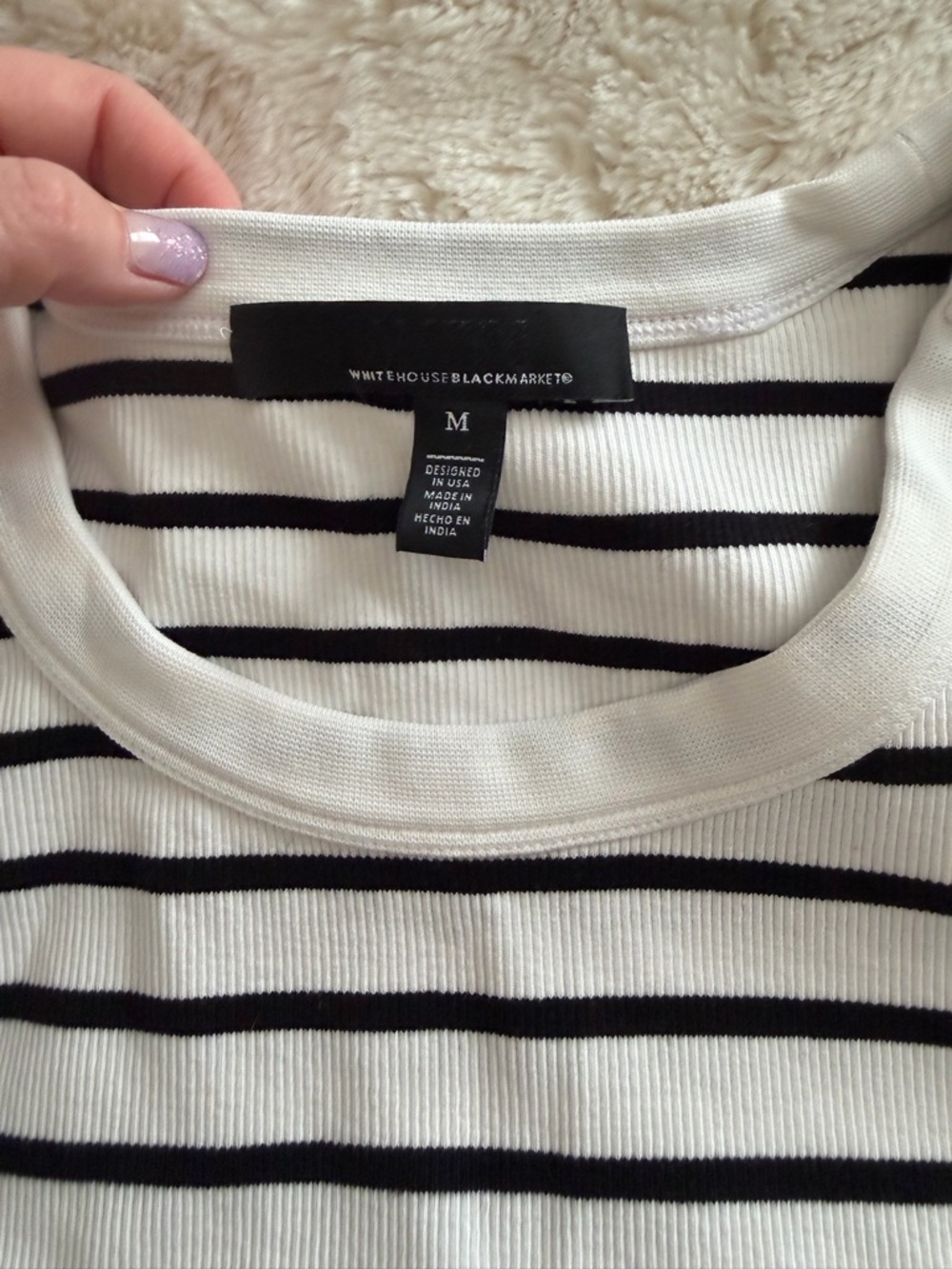 WHBM FORME™ Ribbed Stretch Button Shoulder Tee - Picture 9 of 9